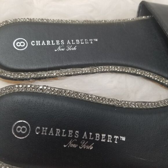 Charles Albert BLACK Shiny Slides. SIZE 8 - Picture 10 of 10